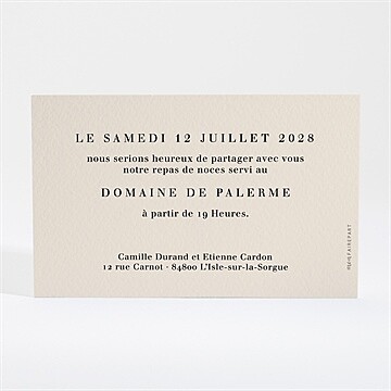 Carton d'invitation mariage un grand jour - Dos du carton
