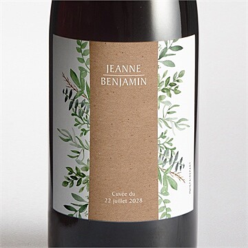 Etiquette de bouteille mariage nature chic