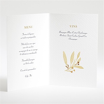 Menu mariage nature et lumière - Intérieur du menu