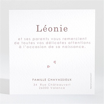 Remerciement naissance tendre berceau - Dos de la carte