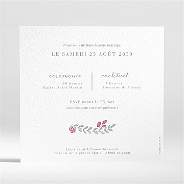 Faire-part mariage couronnés - Dos du faire-part