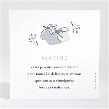 Remerciement naissance mes petits souliers - Dos de la carte