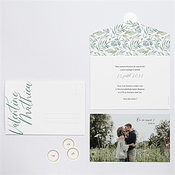 Faire-part mariage délicat - Intérieur et dos du faire-part