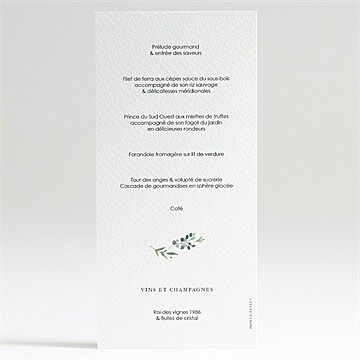 Menu mariage bouquet provençal - Dos du menu