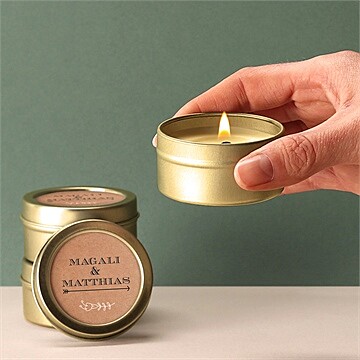 Bougie mariage kraft vintage - Bougie allumée