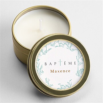 Bougie baptême gravure en rond