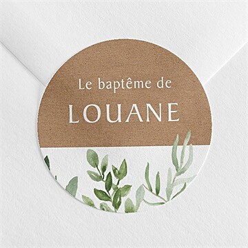 Sticker baptême kraft végétal - Mise en situation