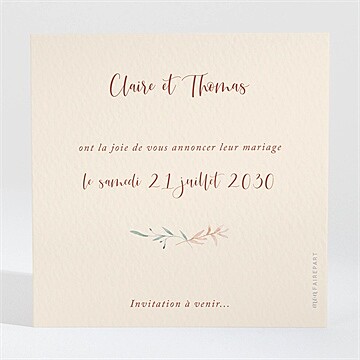 Save the Date mariage élégance champêtre - Dos de la carte