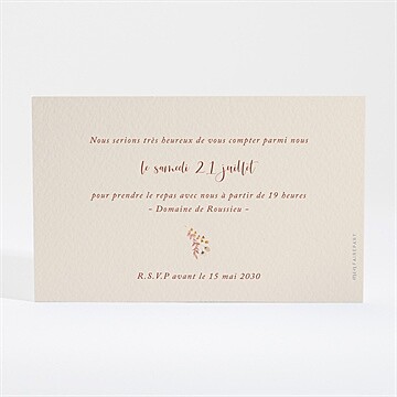 Carton d'invitation mariage élégance champêtre - Dos du carton