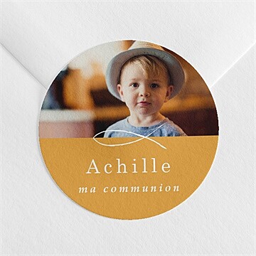 Sticker communion jaune et or