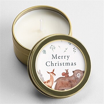 Bougie noël petits animaux d'hiver