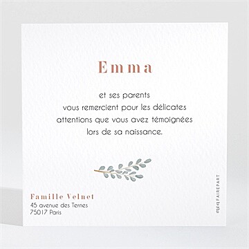 Remerciement naissance petite tribu - Dos du remerciement