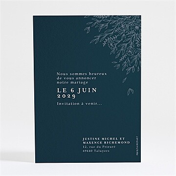 Save the Date mariage bleu royal - Dos du save the date