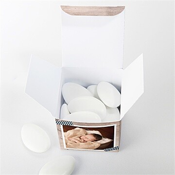 Boîte de dragées baptême marque page kraft - Intérieur de la boîte