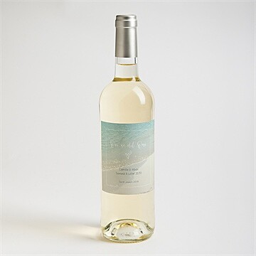 Etiquette de bouteille mariage paradis sur plage - Mise en situation