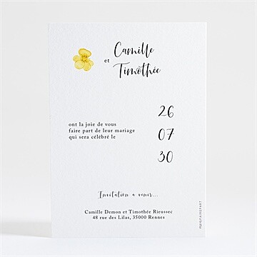 Save the Date mariage aquarelle de fleurs séchées - Dos de la carte