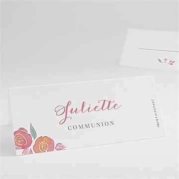 Marque-place communion couronne aquarelle dorure