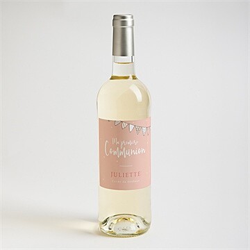 Etiquette de bouteille communion banderoles de fanions - Mise en situation