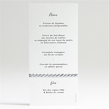Menu mariage belle esquisse - Dos du menu