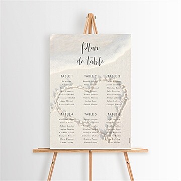 Plan de table mariage dans le sable dorure