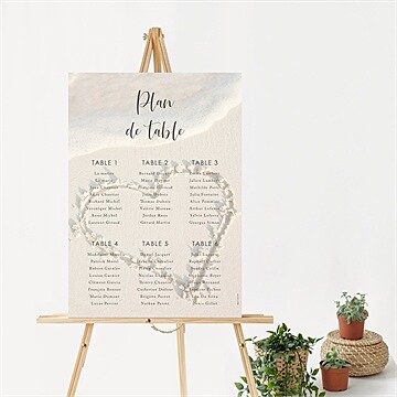Plan de table mariage dans le sable - Mise en situation