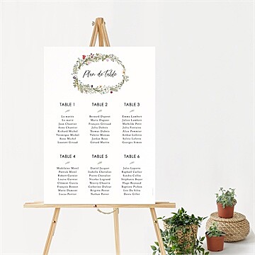 Plan de table mariage gravure champêtre - Mise en situation