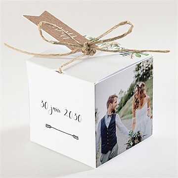 Boîte de dragées mariage balade champetre - Dos de la boîte