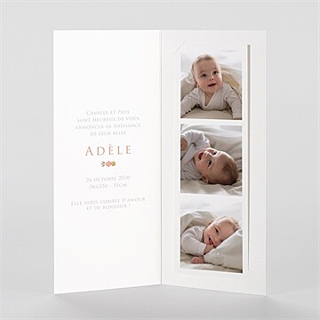 Faire-part naissance belle initiale photomaton - Intérieur du faire-part