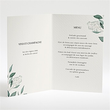 Menu mariage intimité - Intérieur du menu
