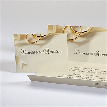 Faire-part mariage alliances fond crème ruban - Intérieur du faire-part