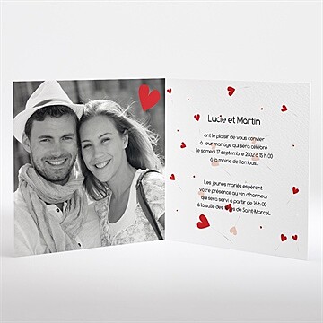 Faire-part mariage un oui en photo plié - Intérieur du faire-part