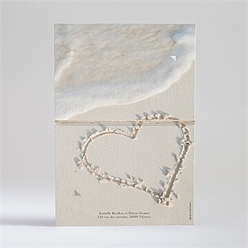 Faire-part mariage dans le sable superposition - Dos du faire-part