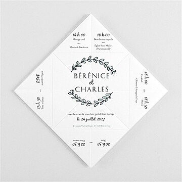 Faire-part mariage avec programme cocotte - Intérieur de la cocotte pliée