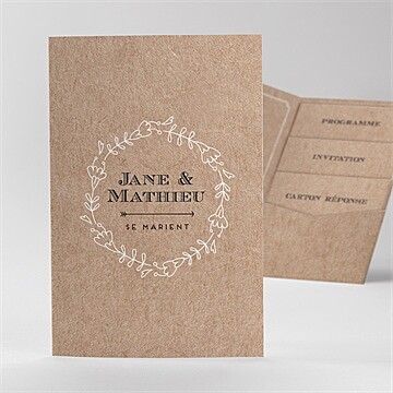 Faire-part mariage kraft en folie pocketfold