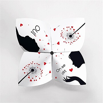 Faire-part mariage un oui en photo cocotte - Vue de dessus
