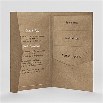 Faire-part mariage nos empreintes pocketfold - Intérieur du faire-part