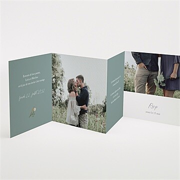Faire-part mariage gravure champêtre accordéon - Intérieur du faire-part