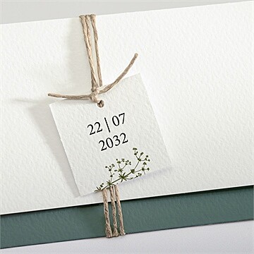 Faire-part mariage gravure champêtre pochette - Détail du faire-part