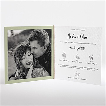 Faire-part mariage sous les oliviers plié - Intérieur du faire-part