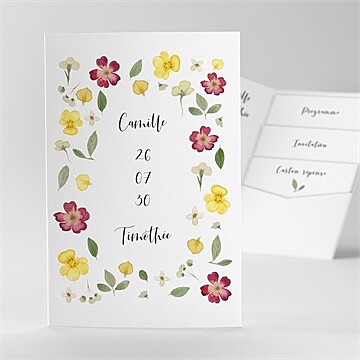 Faire-part mariage fleurs séchées pocketfold
