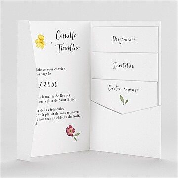 Faire-part mariage fleurs séchées pocketfold - Intérieur du faire-part