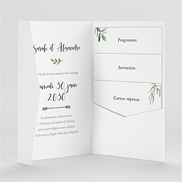 Faire-part mariage balade champetre pocketfold - Intérieur du faire-part