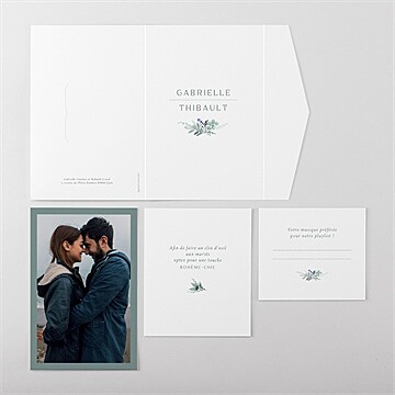 Faire-part mariage poésie d'aquarelle pocketfold - Vue ensemble extérieur