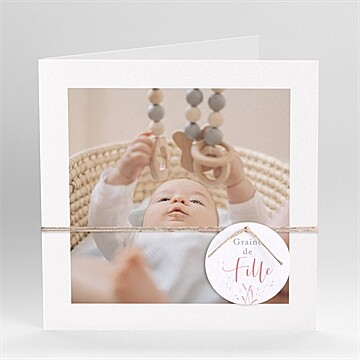 Faire-part naissance be happy ensemencé