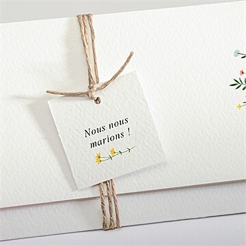 Faire-part mariage joie champetre pochette - Détail du faire-part