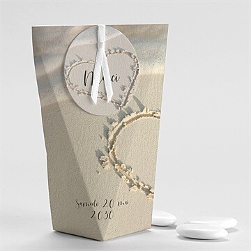 Boîte de dragées mariage dans le sable étui