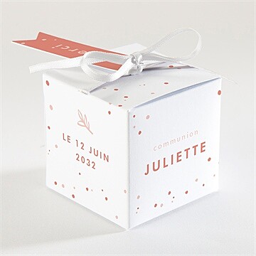 Boîte de dragées communion colombe dorée - Dos de la boîte