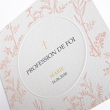 Faire-part profession de foi toile de jouy - Détail du faire-part