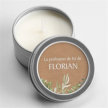 Bougie profession de foi rayonnement de foi argent
