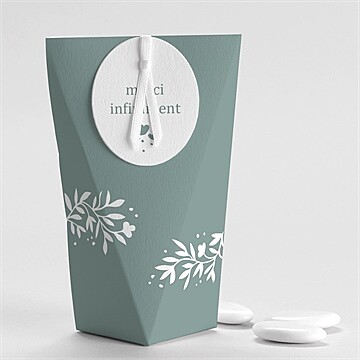 Boîte de dragées communion gaufrage émeraude étui